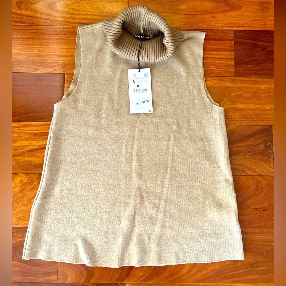 NWT ZARA Sweater Turtleneck Sleeveless Top